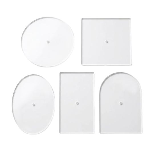 Multi Shape Acrylic Stencils 5PCS Needlepoint Templates Set, Precision Center Hole Design, Fabric Pattern Marking Tools Round/Square/Rectangle/Oval