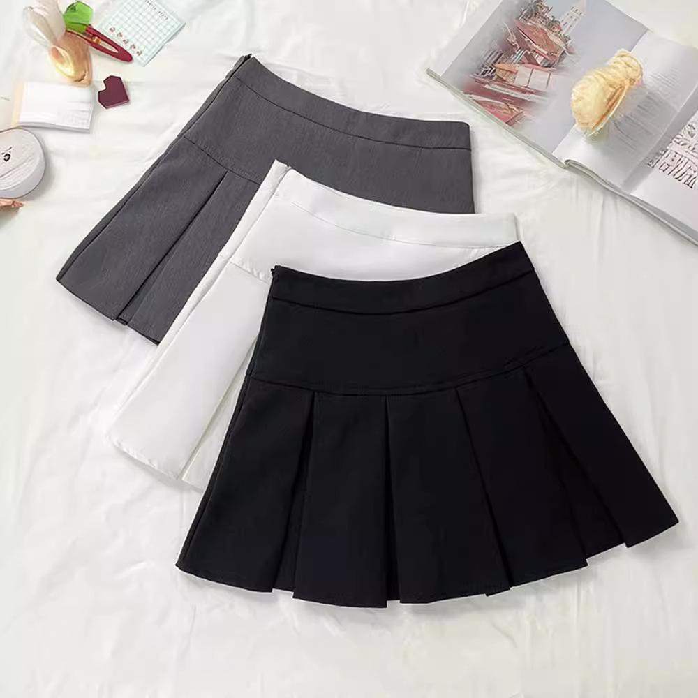 Women's Autumn Winter Grey High-Waisted Short Pleated Skirt Slimming Versatile Anti-Exposure A-Line Stylish Casual All-match Versatile Skirt
