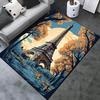 Eiffel Tower Printed Carpet Large Non-Slip Area Carpet-Crystal Velvet Polyester Carpet-Bedroom, Living Decoration
