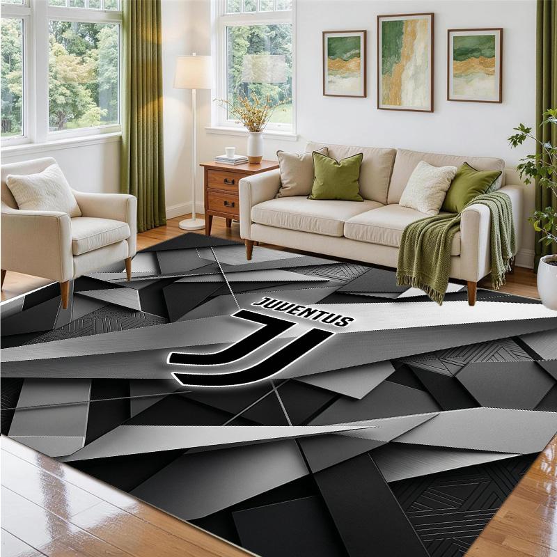Juventus FC Design Crystal Velvet Rug Soft Decorative Mat for Bedroom Entrance