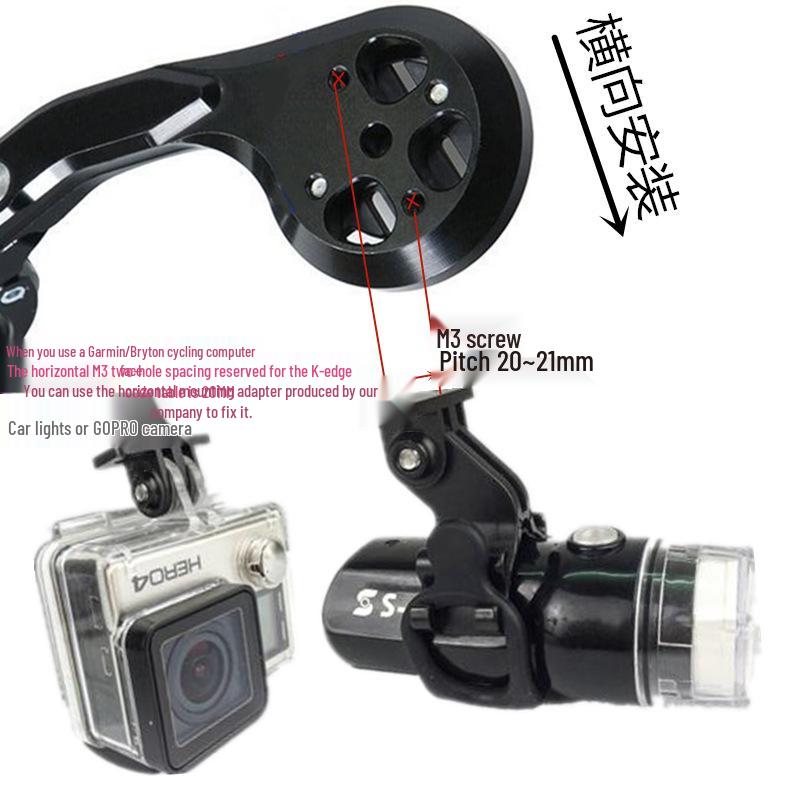 Aluminum Alloy Bike Mount for 360 GoPro, Seat/Headlight Adapter, Horizontal Underslung Base