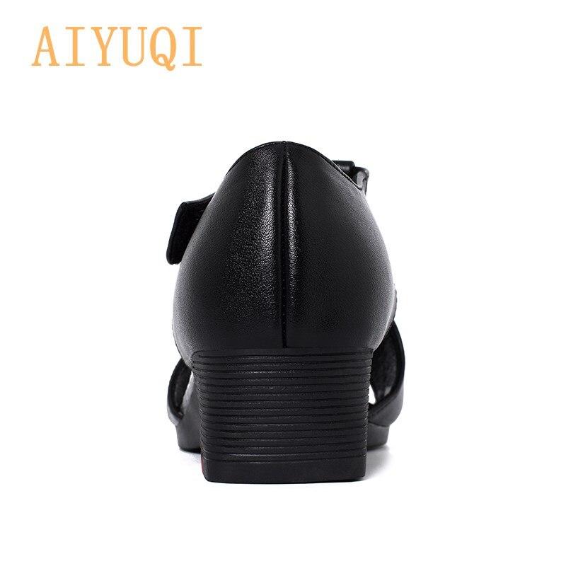 Sandals Women Wedges Genuine Leather Ladies Summer Sandals Fish Mouth Simple Large Size Gladiator Sandals Women