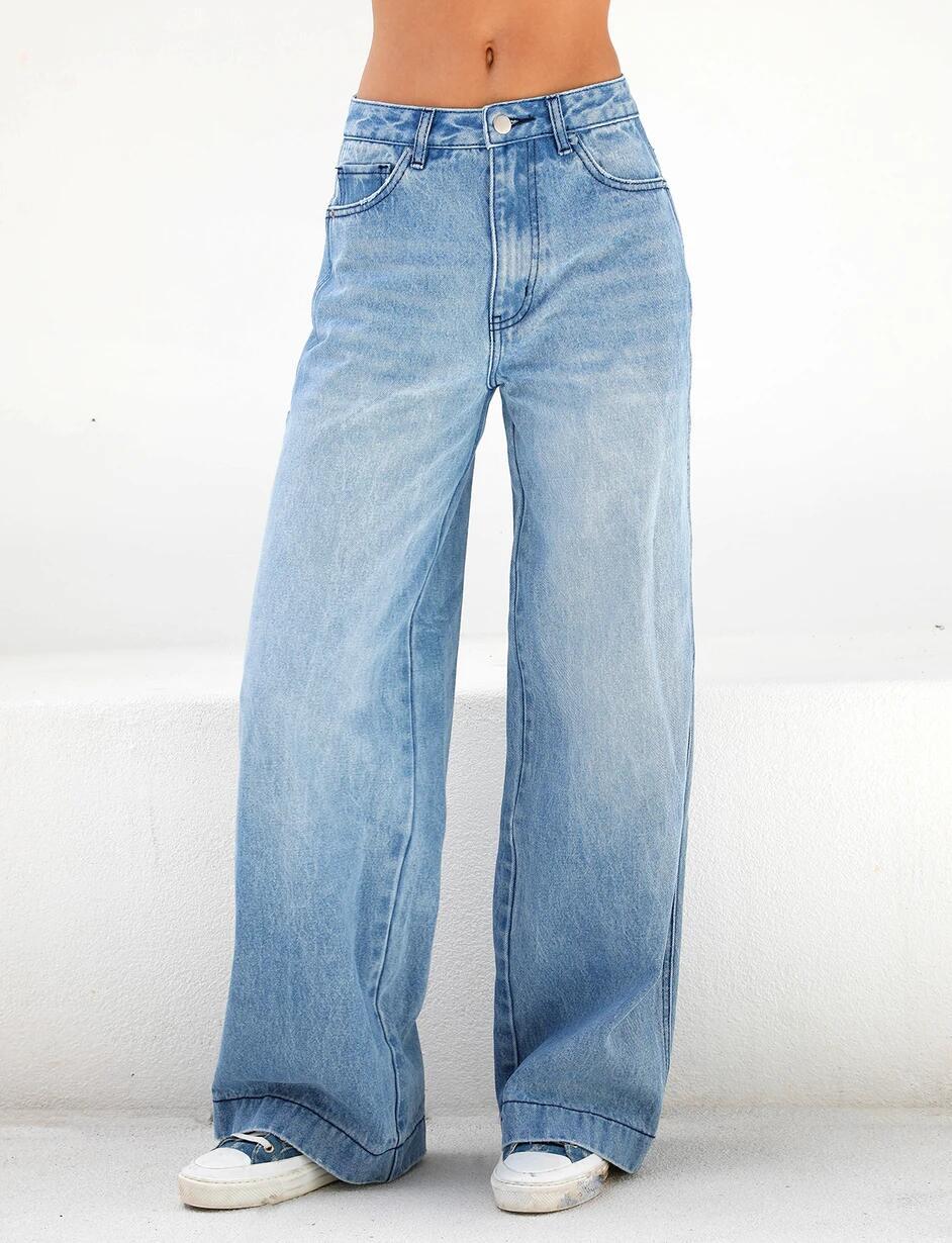 

2021 High-Waisted Loose Wide-Leg Women s Floor-Length Jeans - New Style L