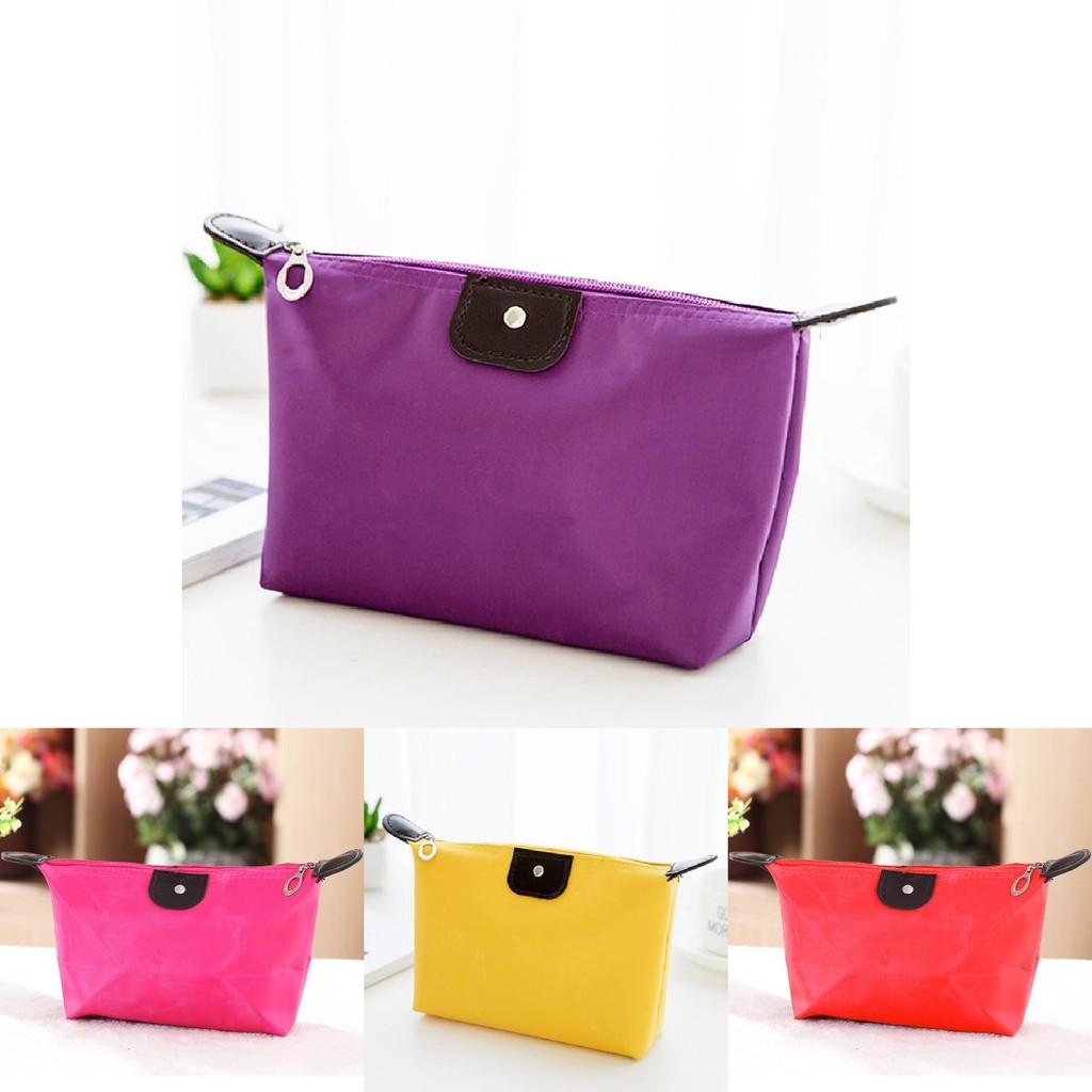 Portable Dumpling Cosmetic Case Nylon Foldable Makeup Bag With Handheld Design For Travel Use