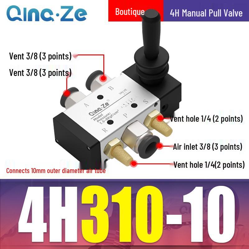 Cylinder Pneumatic Control Switch 4H210-08: Two-Position, Five-Way Reversing Valve with Manual Hand Pull, 4H310-10