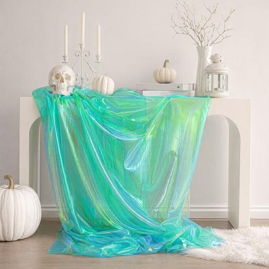 Organza Fabric for Wedding Decorations Party Wear, 2 Yards Long 59-Inch Wide, Rainbow Holographic Gauze for DIY Photography Backdrops, Personalized