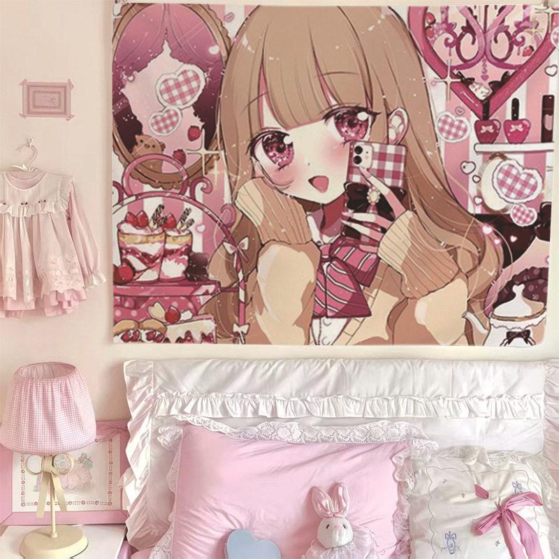 New Hot Cute Girl Style Anime Print Tapestry Wall Hanging For Bedroom Dorm Room Home Wall Decor