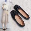 Leather Doudou single shoes women's new autumn grandma flat-soled soft leather pregnant women work floating shoes soft-soled small leather shoes
