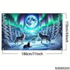 2D Full Moon Wolves Tapestry Northern Lights Photography Background