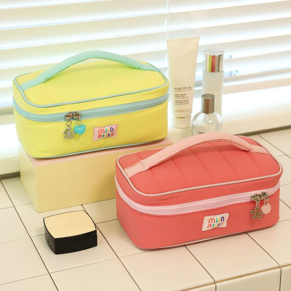 Handbag Contrast Color Cosmetic Bag Macaron Color Toiletries Bag Sweet Fresh Makeup Bags  Student