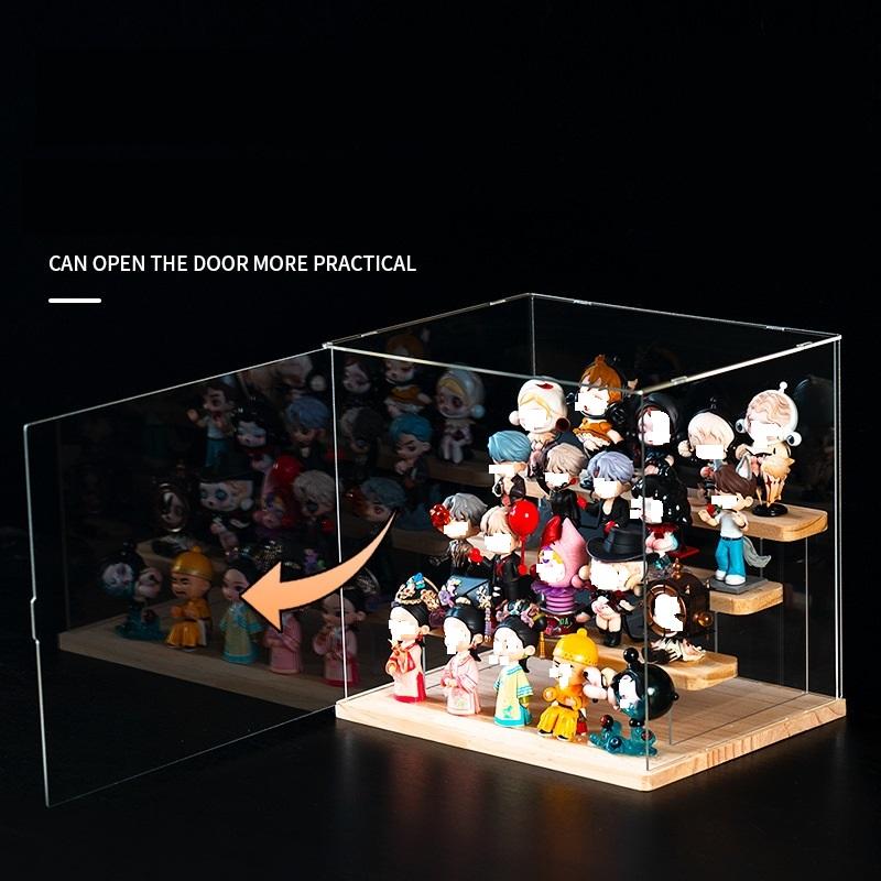 Transparent Acrylic Display Box, Wooden Shelves Storage Box,Suitable for Protection and Display of Small Collections of Toy Car