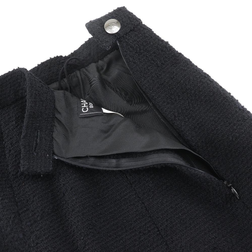 CHANEL Pleated skirt skirt P09451V05945 97A black wool/Nylon Women Used