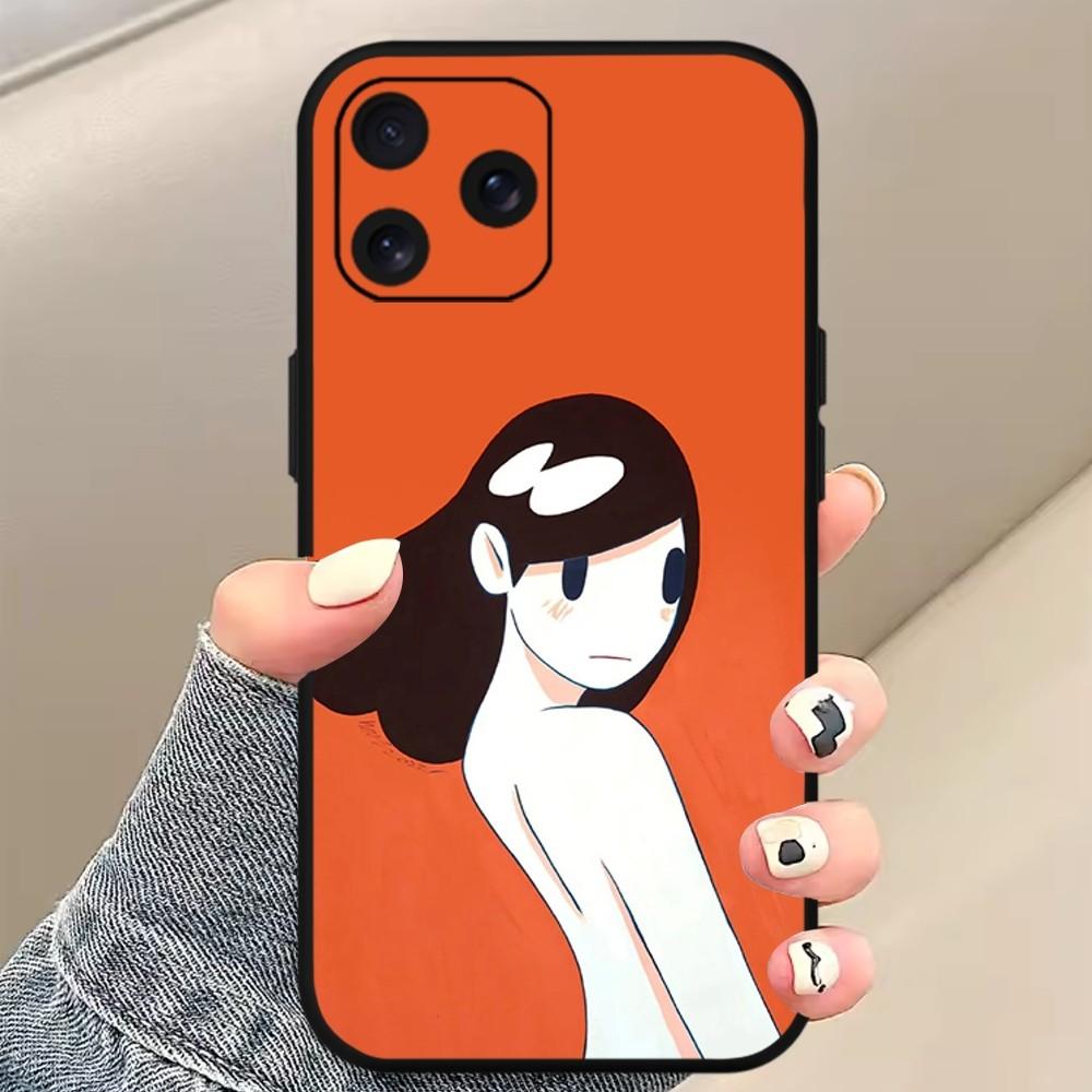 Amano Takeru Girl Art Phone Case For iPhone Mini 11 12 13 14 15 Pro XS Max X Plus SE XR Black Soft Shell
