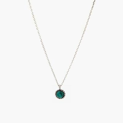 J.Lauren 0N0708 Malachite Raw Stone Pendant Silver Necklace