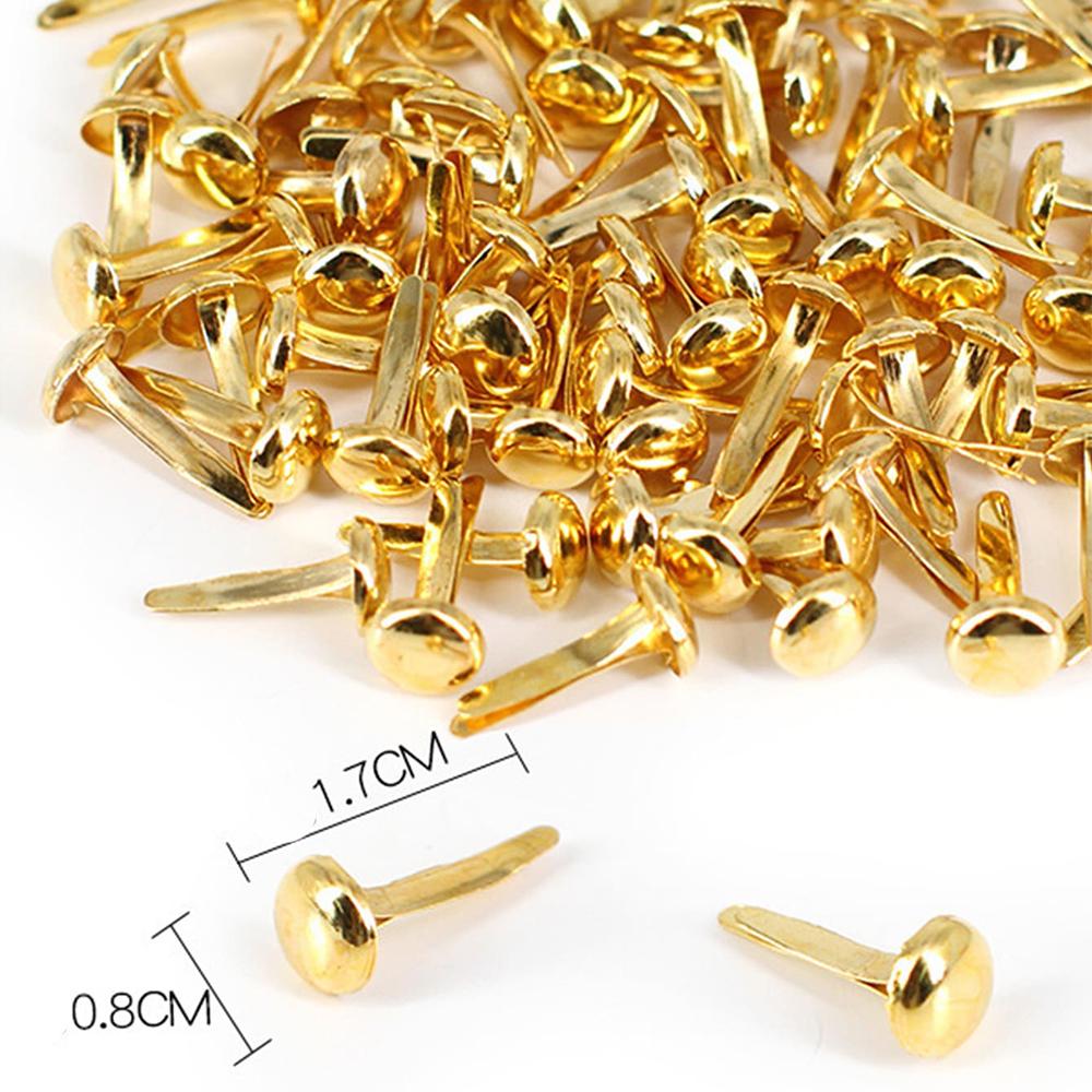 100/200/500Pcs Metal Brads Pin Fasteners Gold Mini Split Pins for Paper Crafts Art Decorative Scrapbooking School Projects