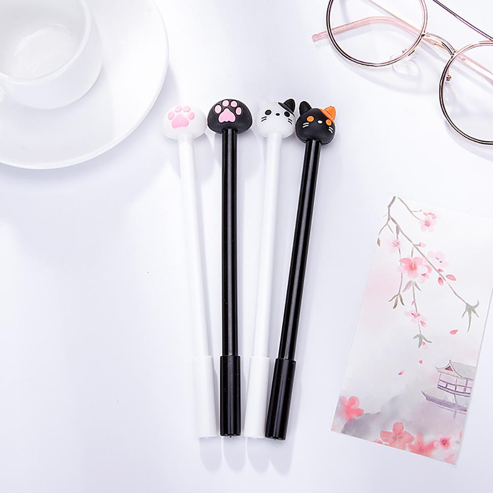 Skrivmaterial 0,5 mm Svart bläck Söt katthuvud tass Gelbläckpenna Skrivmaterial Kontor Skola Förnödenheter