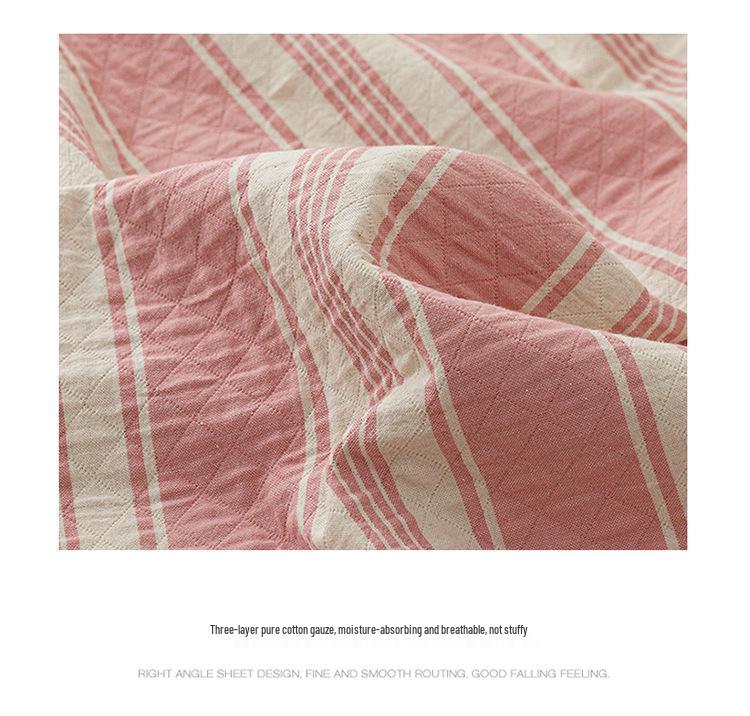 Striped Cotton Yarn-Dyed Three-Layer Gauze Quilt – Summer Cooling Blanket