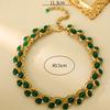 Medieval Vintage Elegant Vintage Emerald Necklace Court Pendant Wave Set With Diamonds Green Gemstone