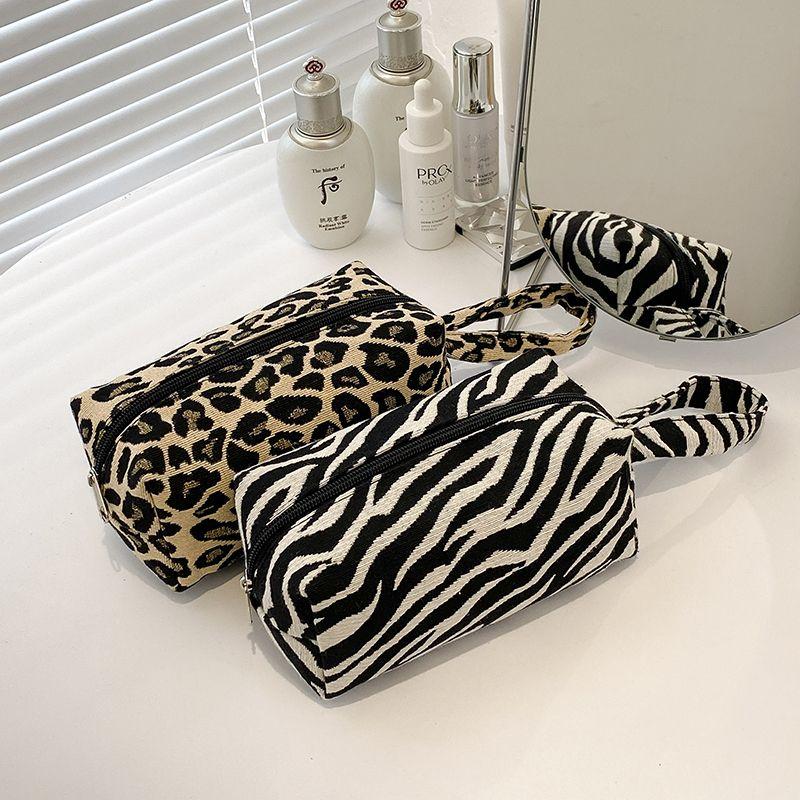 Geantă de machiaj cu imprimeu leopard, originală, cu senzație de înaltă clasă, de mare capacitate