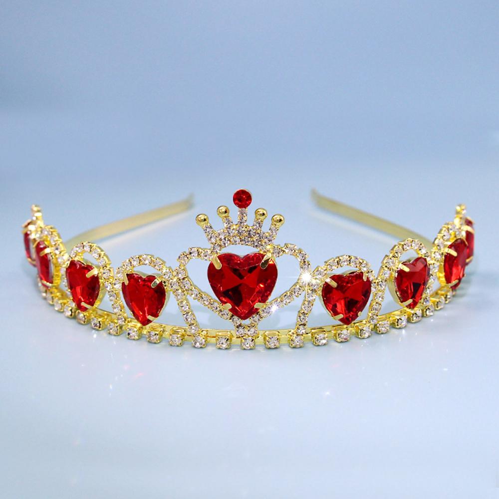 1pc Red Crown Shaped Birthday Gift Princess Headband Elegant Party Headwear Accessory Fashionable Women Royal Hair Decoration