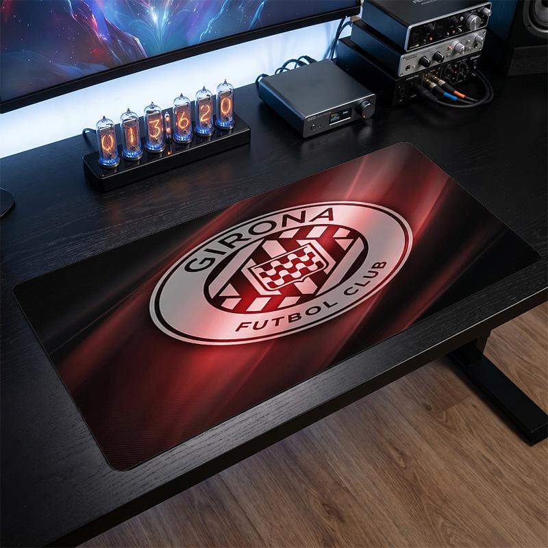 Girona FC Theme Pattern Mouse Pad, Soccer Logo Design XXL Gaming Desk Mat Non-Slip Computer Mouse Pad