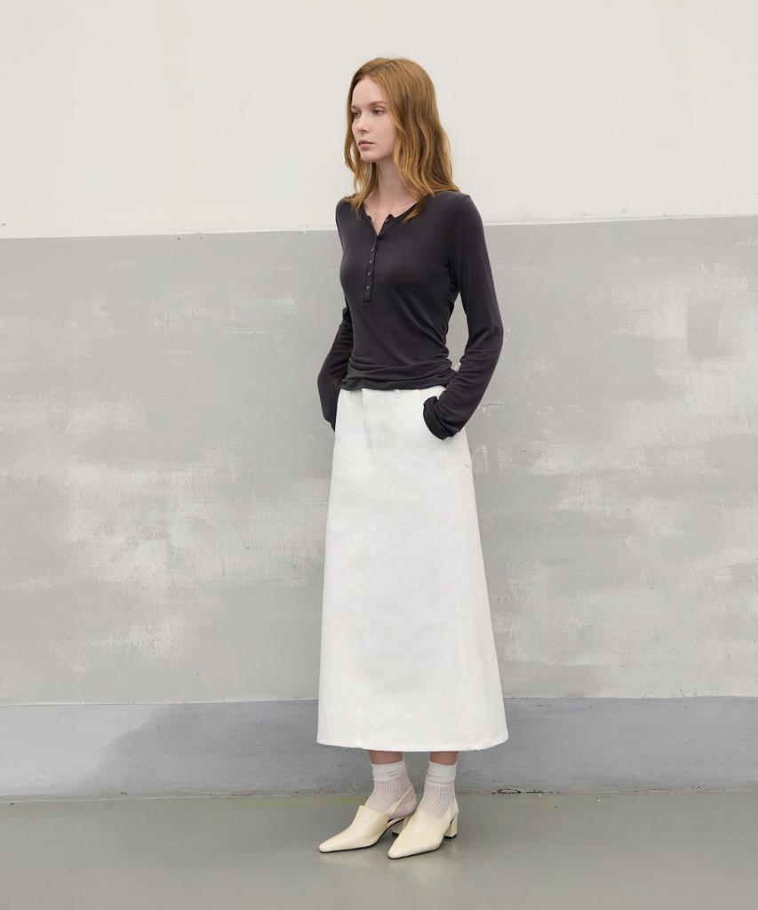 War For Woman W1103 Basic Long Skirt_White
