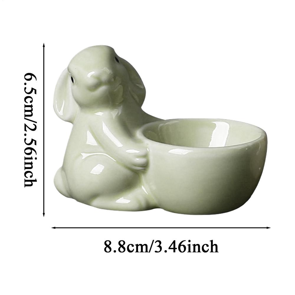 

Фарфоровые подставки для яиц Керамическая подставка для яиц в виде пасхального кролика Украшение Милая и простая статуэтка кролика Подставка для яиц для пасхального завтрака зелёный