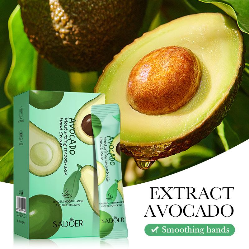 SADOER Avocado Moisturizing Hand Cream 20Pcs Nourishing Smoothing Anti Dry Crack Repair Portable Hand Skin Care