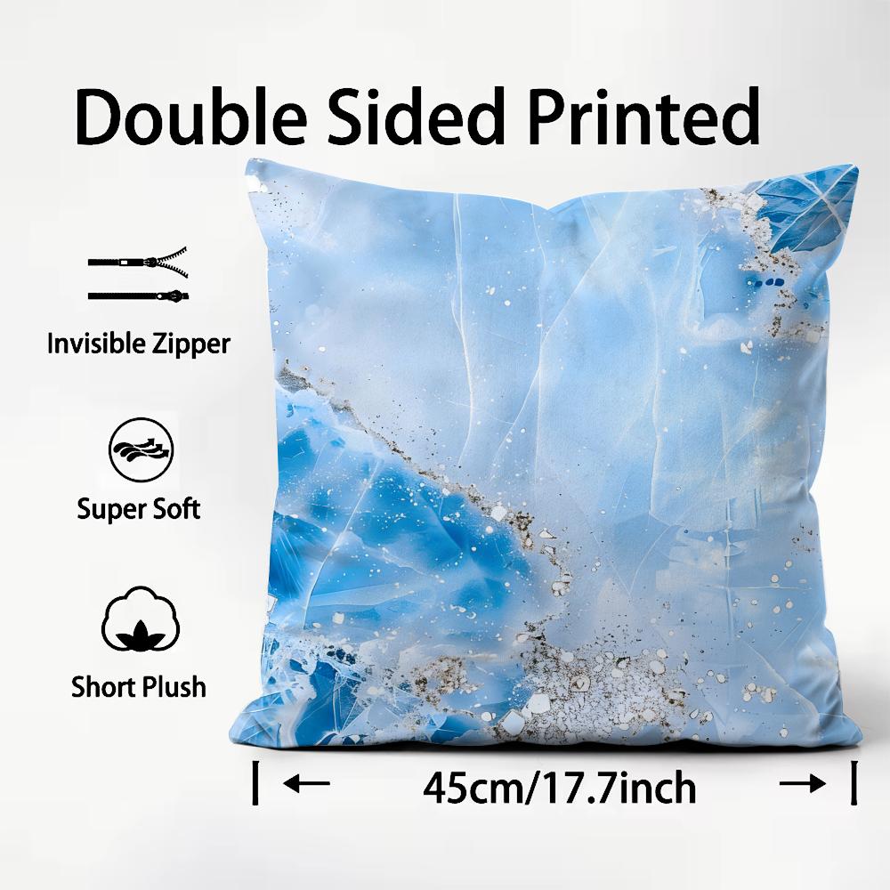 Elegant White Marble Pattern Cushion Cover Premium Comfort Reversible Pillow Cove -Two In One Design For Any Room & Car Interior