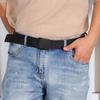 Ikke-metallisk sikkerhetsbelte i nylon med plastspenne, svart lerret og denimforlengelse, for utendørs bruk