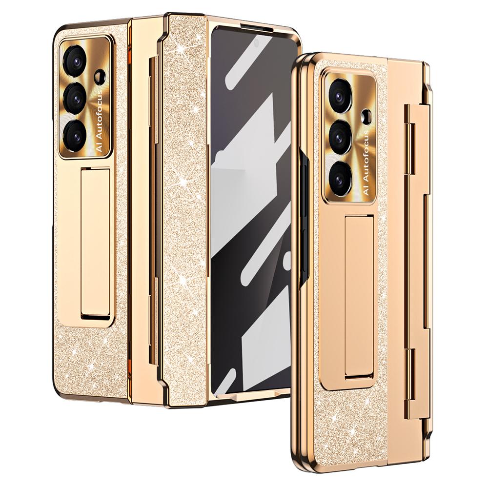 For Samsung Galaxy Z Fold7 5G Case with Kickstand Hinge Protection Rhinestone Glitter PC Phone Cover