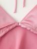 Silk Satin V-neck Backless Spaghetti Strap A-line Dress for Women - New European American Style