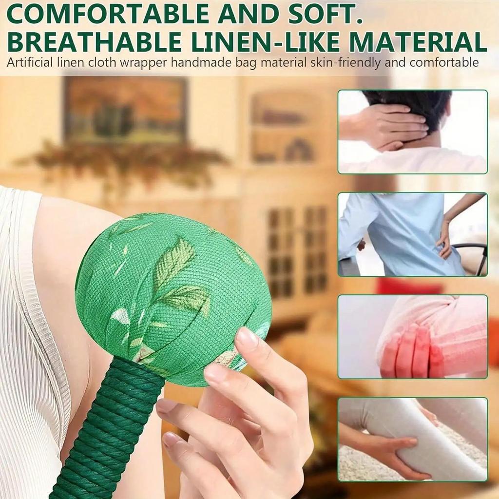 Long Handle Wormwood Massage Hammer - Manual Body Relaxation Tool for Muscle Relief & Wellness