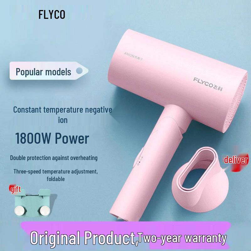 Flyco High Power Foldable Hair Dryer with Negative Ions for Damage-Free Quick Drying
