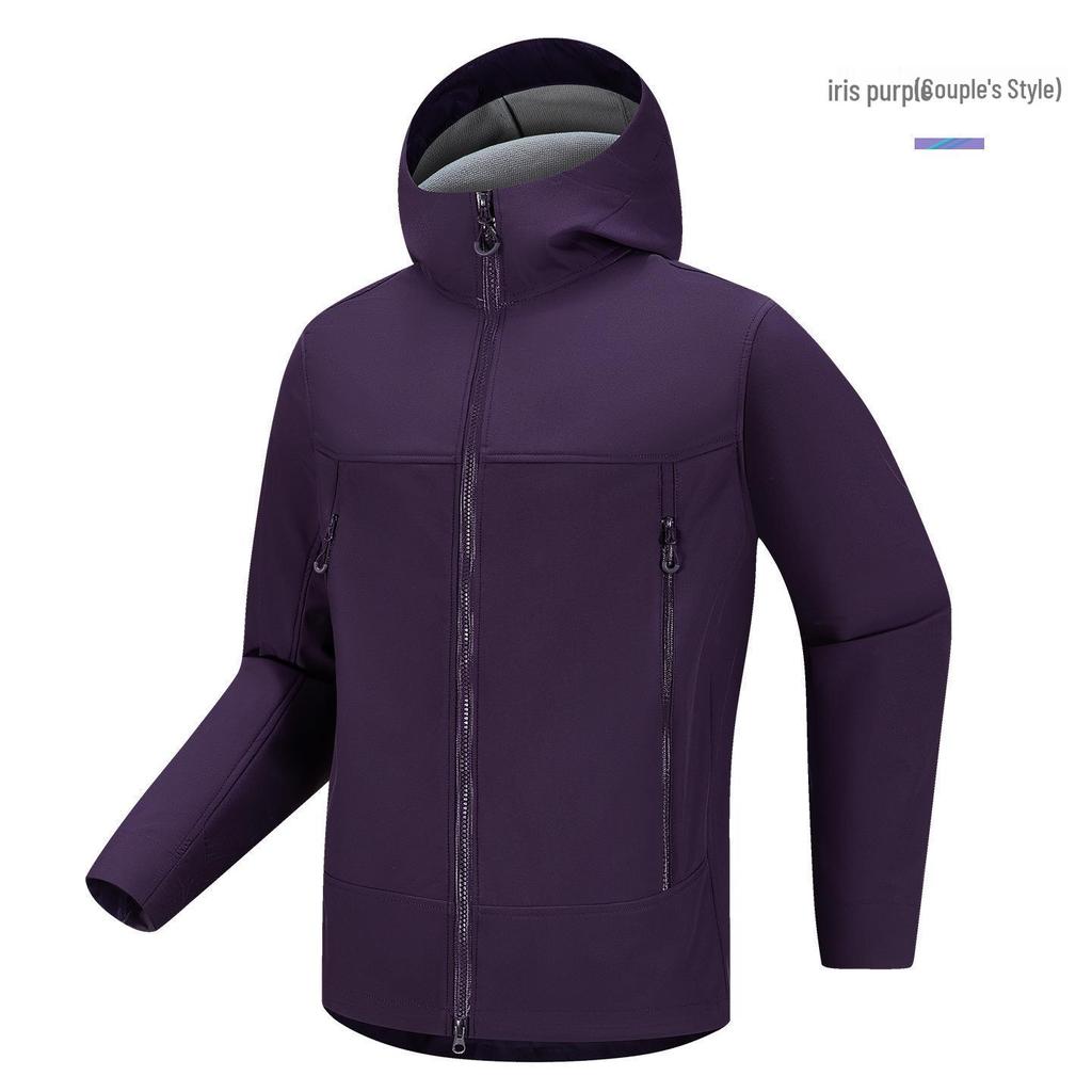 2025 Men's Outdoor Hooded Softshell Jacket - Fleece-Lined, Loose Fit for Mountaineering Travel