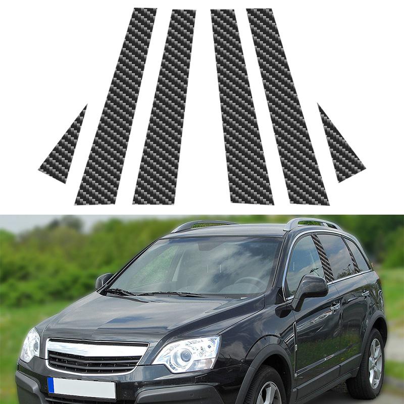 6pcs Carbon Fiber Car Window Pillar Posts Trim Cover Fit For Chevrolet Captiva Sport 2006-2010 Car Stickers