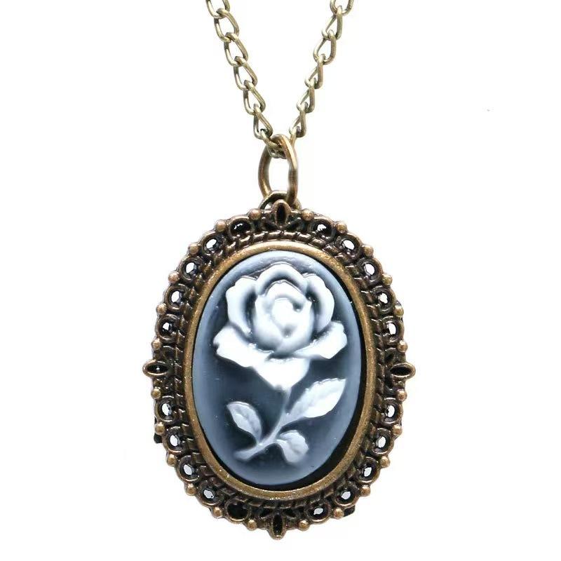 

Steampunk Retro Bronze Beauty And Flower-Carved Quartz Pocket Watch Necklace Pendant Clock Chain Women s Gift бронзовый