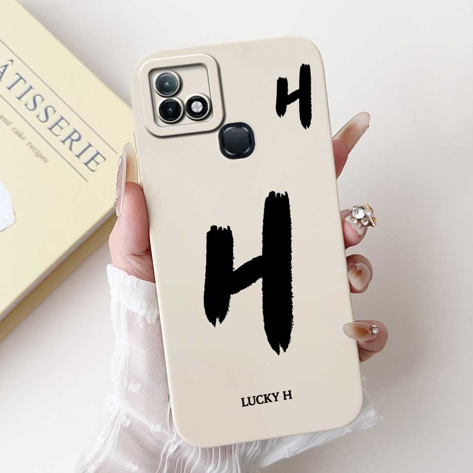 For Infinix Hot 10i X659B Case White Lucky Letters A-Z Soft Silicone Cover For Infinix Hot10I Smart 5 Pro 6.52 " Phone Cases