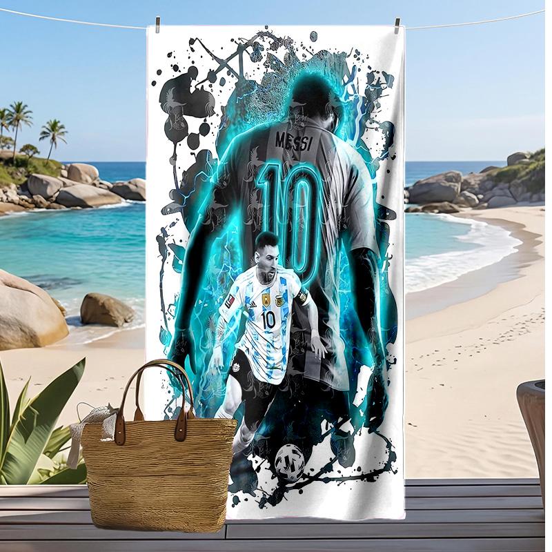 Lionel Messi Printed Beach Towel Quick Dry Soft TowelPortable Large Rectangular Beach Blanket for Travel Swimming Pool