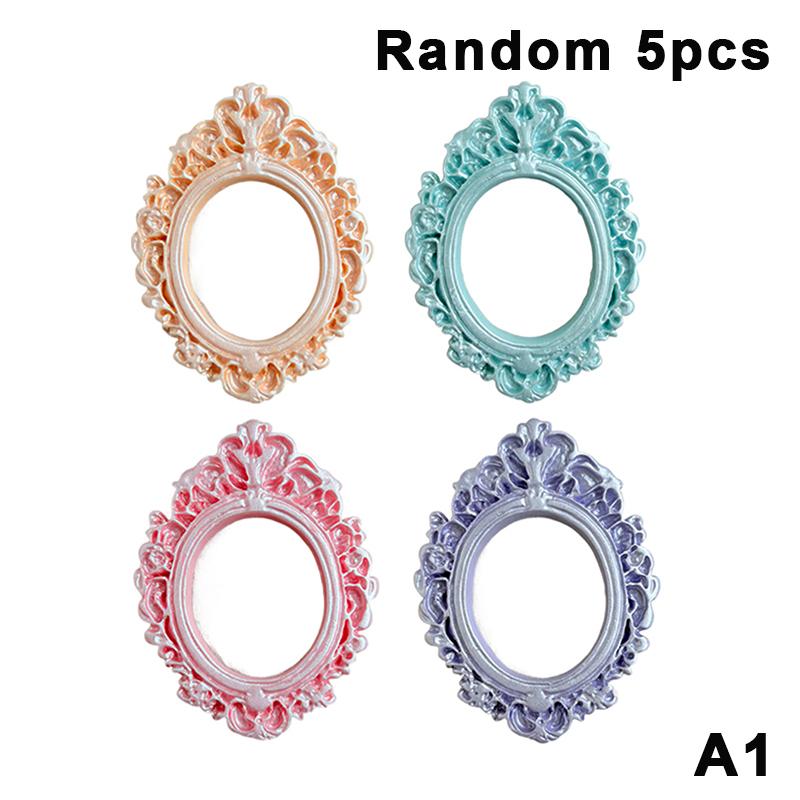 5Pcs Pearlescent Colored Retro Mini Photo Frame Accessories Resin Material For Mini Diy Photo Frame Phone Case Refrigerator Dec