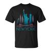 New York Skyline Reflection Liberty Poster-Style Illustratio T-Shirt