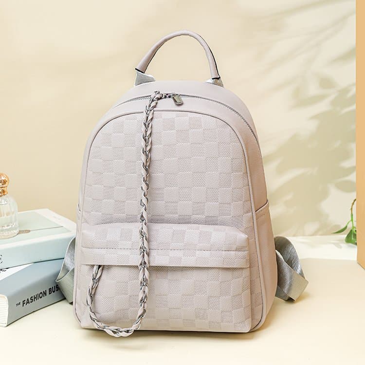 Chessboard embossed backpack large capacity women's backpack
