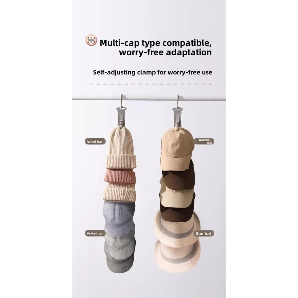 10-1set Hat Storage, with 8 Clips, Can Hold 8 Baseball Caps, Used for Home and Closet Hat Storage, Home Scenes, Wardrobe Hat Hanging Artifact