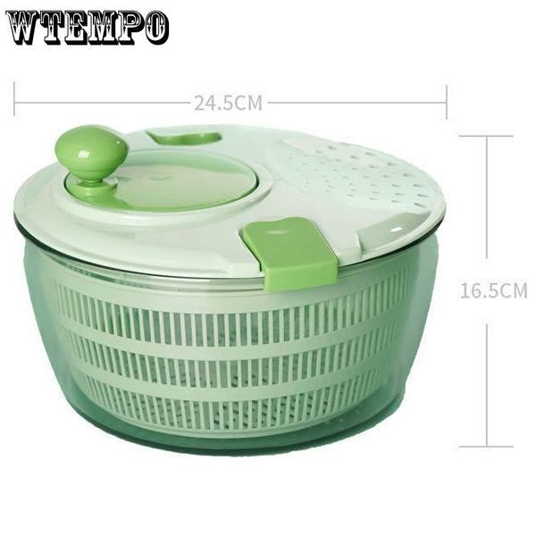 WTEMPO Large Capacity Vegetable Dehydrator Household Water Throwing Basket Kitchen Washing Basin Fruit Drainage Basket Manual Salad Drying Machine