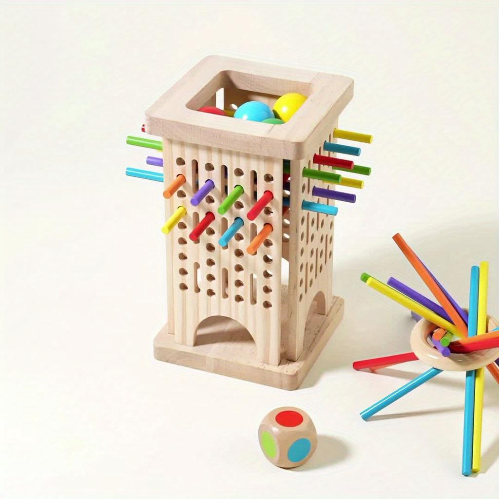 3'ü 1 Arada Ahşap Çubuk Oyunu, Üç Farklı Oynama Yoluyla Çeşitli Eğlence Sunar. Seçilmiş Ahşaptan Yapılmıştır, Ellerinizi Korumak İçin Pürüzsüzce Cilalanmıştır