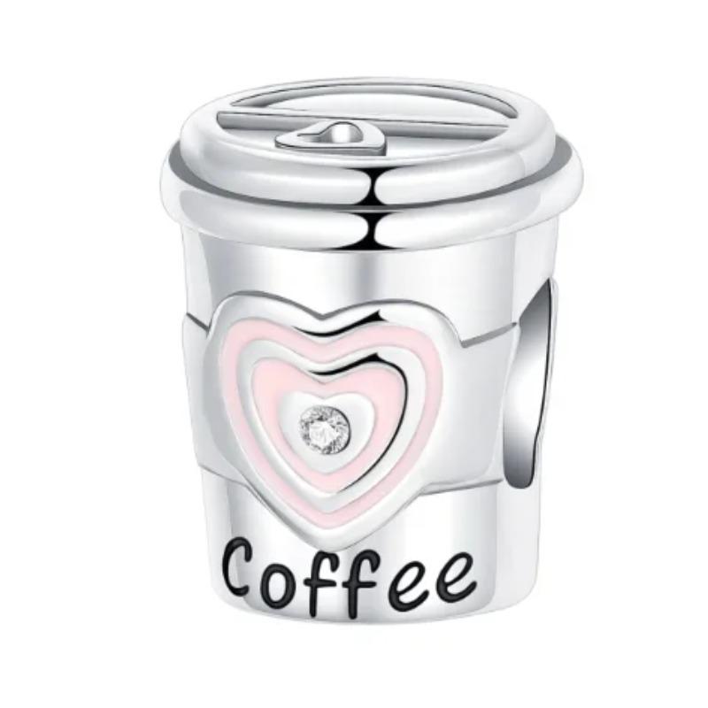 925 Silver Coffee Cup Charm Bead for DIY Bracelets Necklaces Pendants Handmade Jewelry Gift for Women Men
