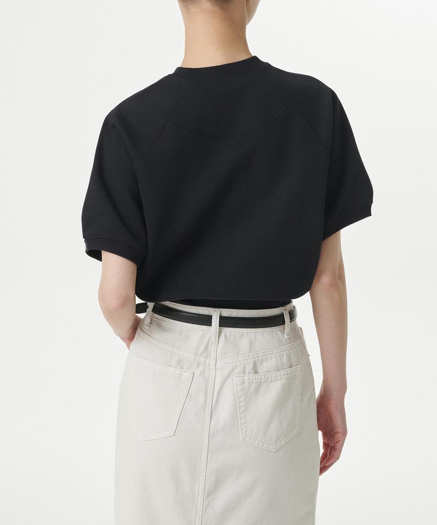 MUSINSA STANDARD WOMAN Women'S Double Knit Short Sleeve Sweatshirt [Black]