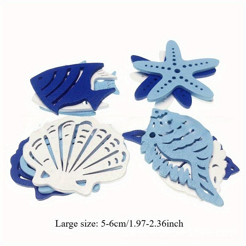 Mediterranean Wooden Craft-Starfish, Seashells&Fish, for Beach Weddings, Coastal Home, Nautical Party, Vintage Ocean Theme Decor