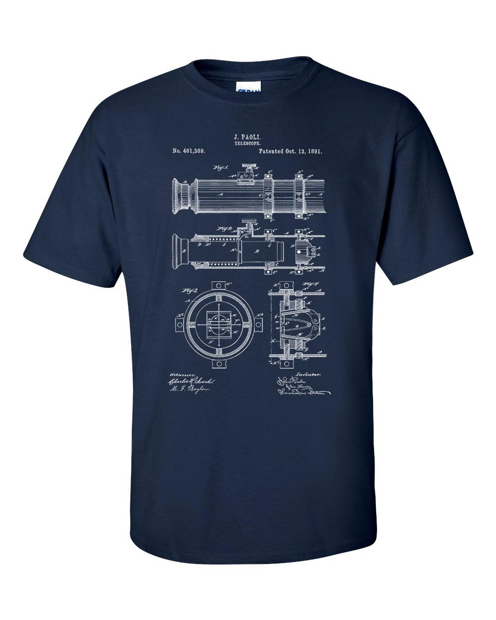 Telescope 1891 Patent Blueprint Astronomy T-shirt L