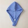 Azure Holiday Striped Hair Towel Combed Cotton Luxury Hair Dry Towels Hot Hair Wrap Drying Tool